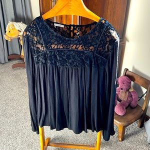Maurices Black Blouse XL Lace